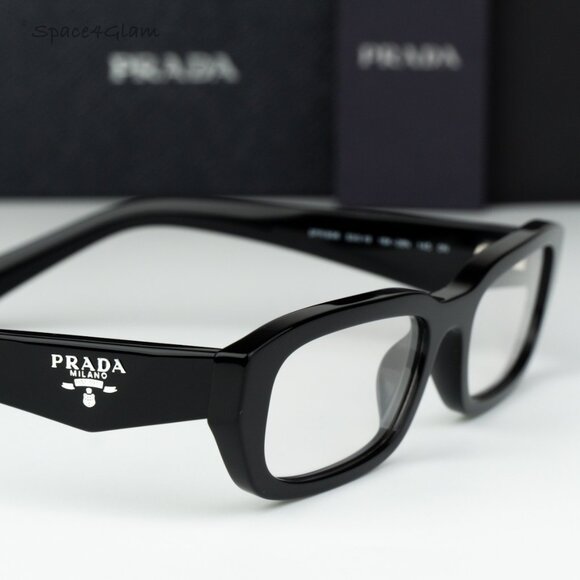 Prada Women Eyeglasses Black Clear Rectangle PRB06S 16K08N NEW AUTHENTIC - Picture 4 of 7